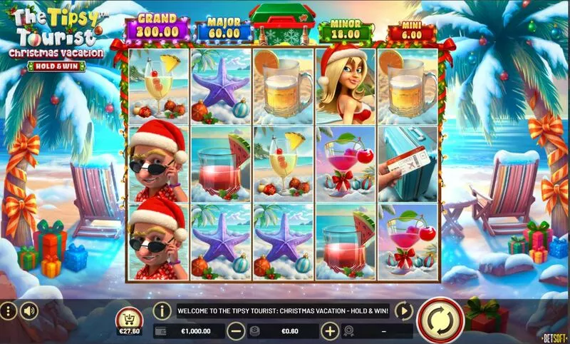 The Tipsy Tourist - Christmas Vacation slots Main Screen Reels
