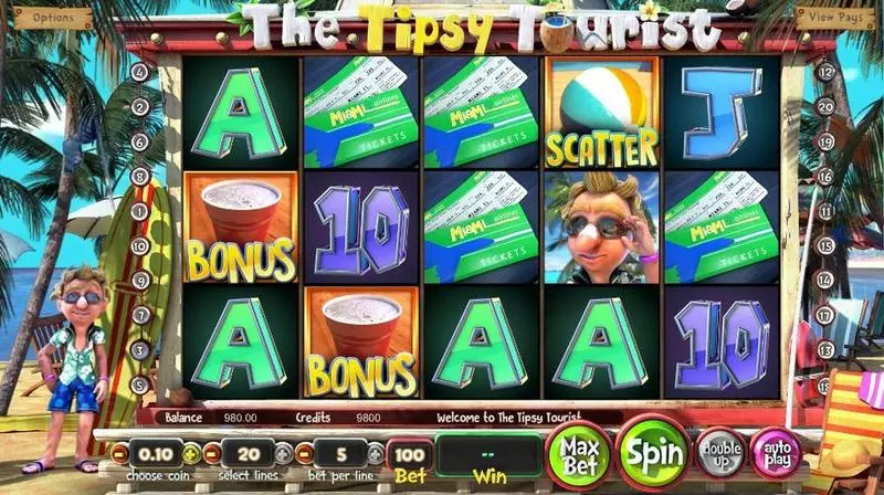 The Tipsy Tourist slots Introduction Screen