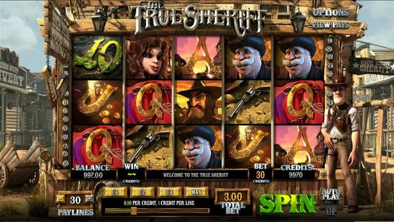 The True Sheriff slots Introduction Screen