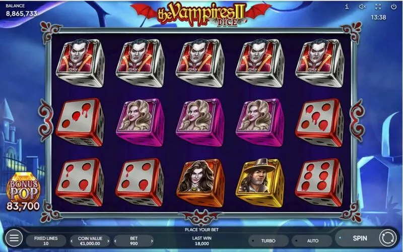 The Vampires II Dice slots Main Screen Reels