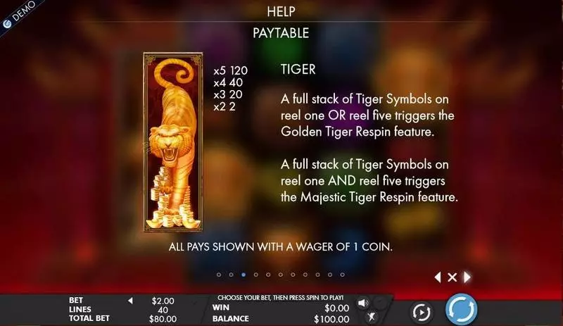 Tiger Temple slots Info and Rules