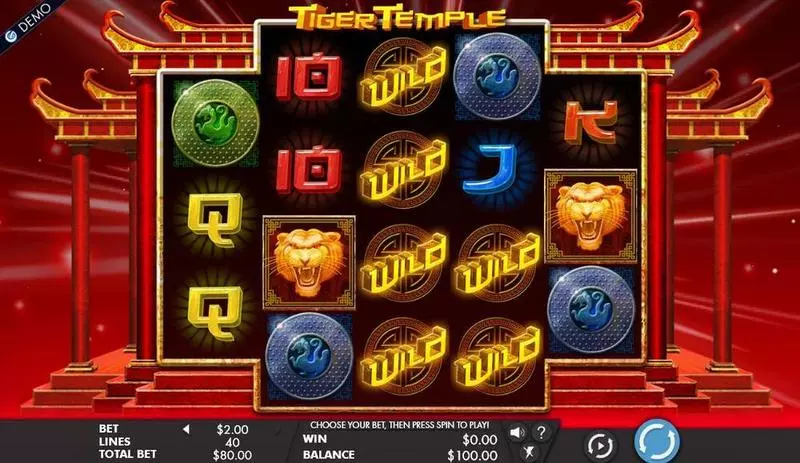 Tiger Temple slots Main Screen Reels