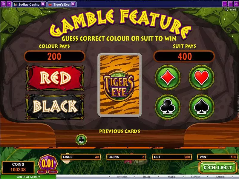 Tiger's Eye slots Gamble Screen