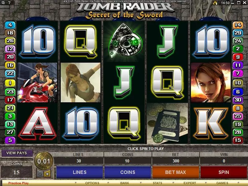 Tomb Raider - Secret of the Sword slots Main Screen Reels
