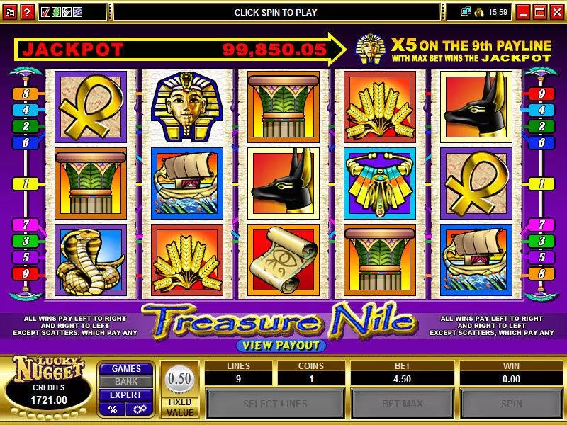 Treasure Nile slots Main Screen Reels