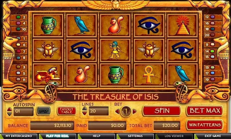 Treasure of Isis slots Main Screen Reels