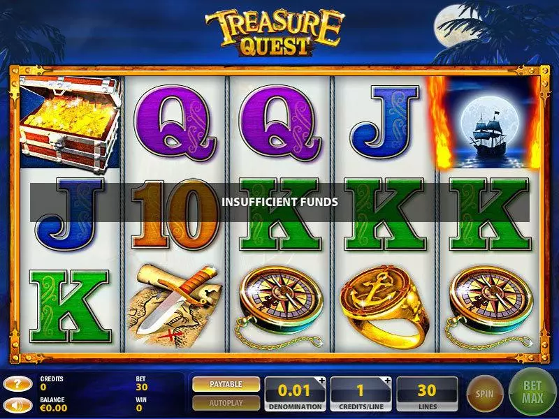 Treasure Quest slots Main Screen Reels