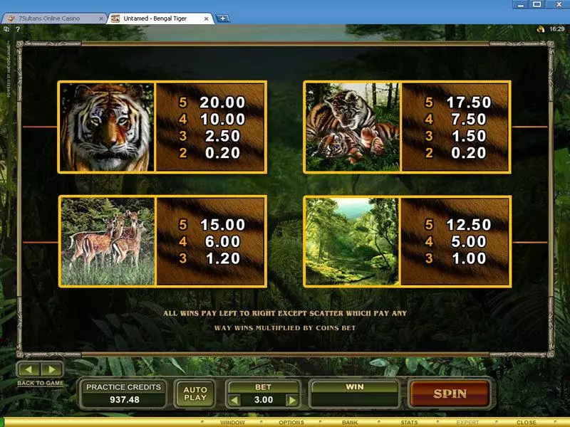 Untamed - Bengal Tiger slots Info and Rules