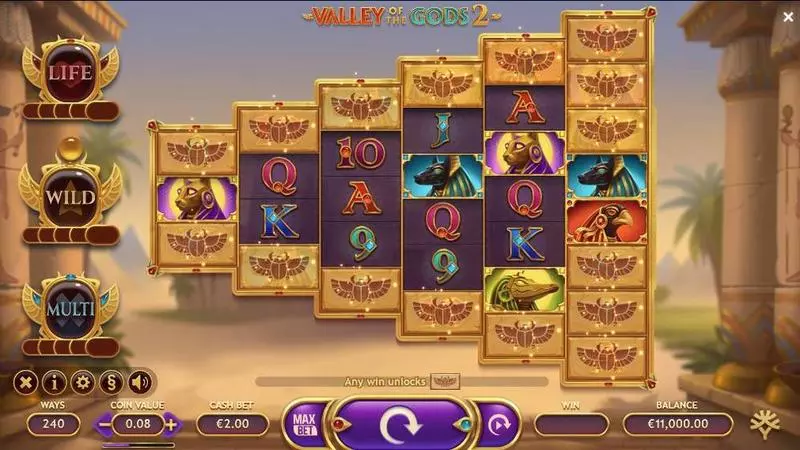 Valley of the Gods 2 slots Main Screen Reels