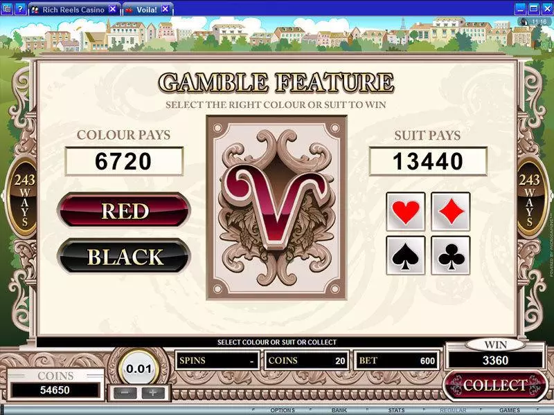 Voila slots Gamble Screen