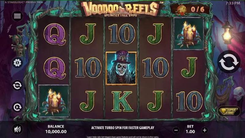 Voodoo Reels Unlimited Free Spins slots Main Screen Reels