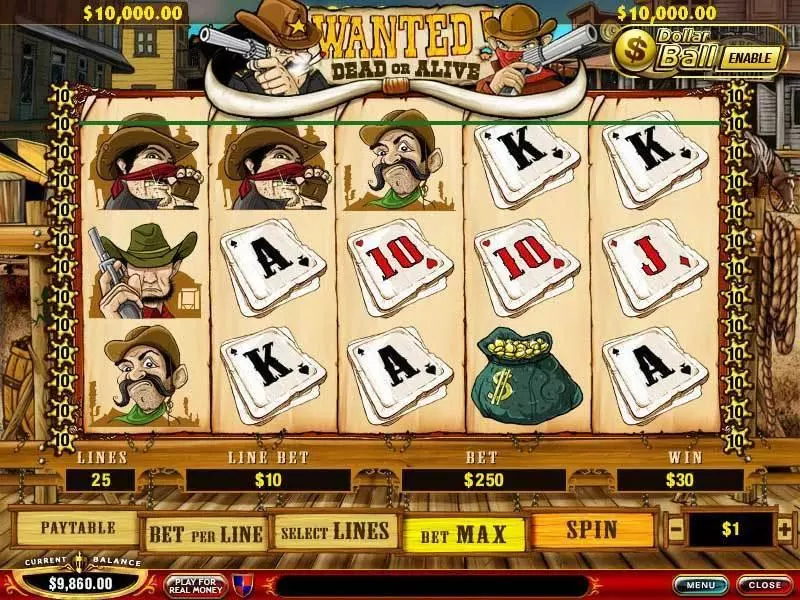 Wanted Dead or Alive slots Main Screen Reels