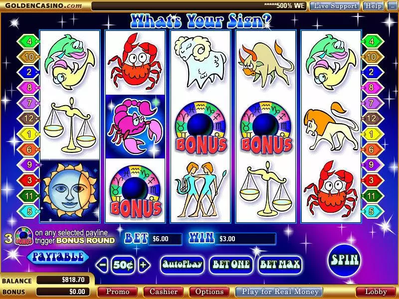 What's Your Sign slots Main Screen Reels