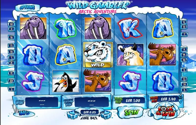 Wild Gambler Artic Adventure slots Main Screen Reels