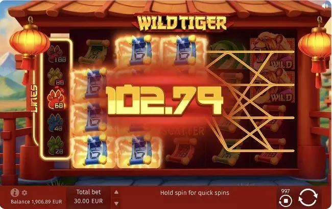 Wild Tiger slots Winning Screenshot