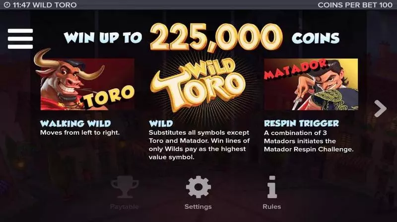 Wild Toro slots Info and Rules