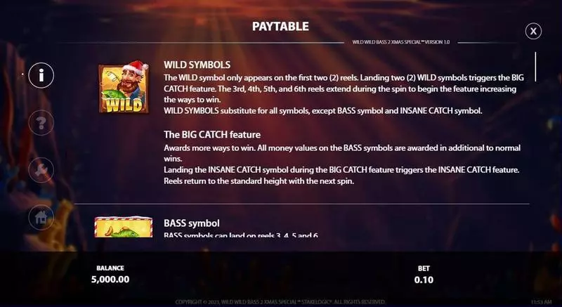 Wild Wild Bass 2 Xmas Special slots Paytable