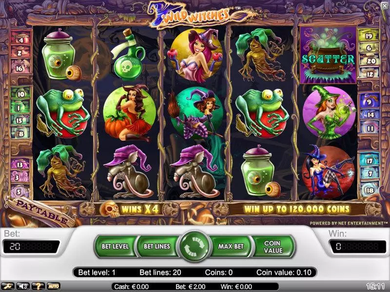 Wild Witches slots Main Screen Reels