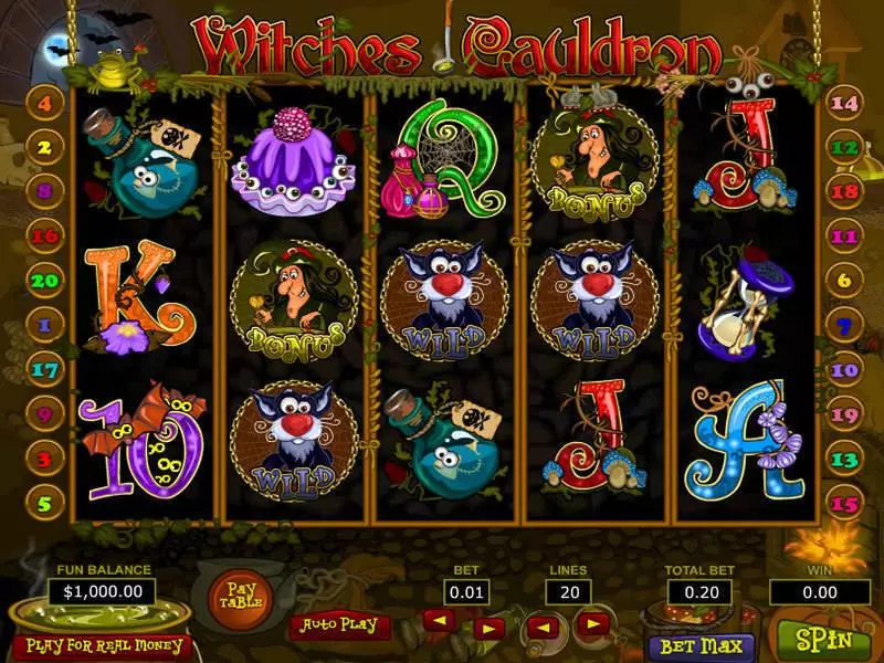 Witches Cauldron slots Main Screen Reels