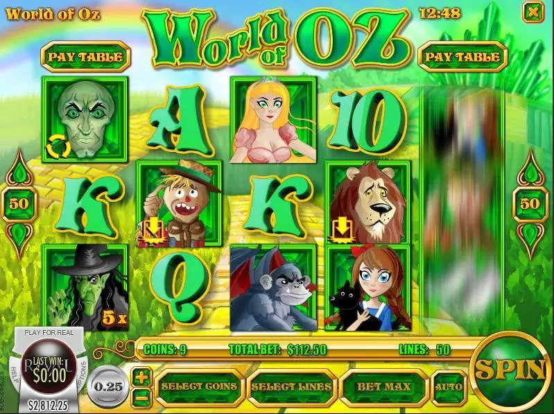 World of Oz slots Main Screen Reels