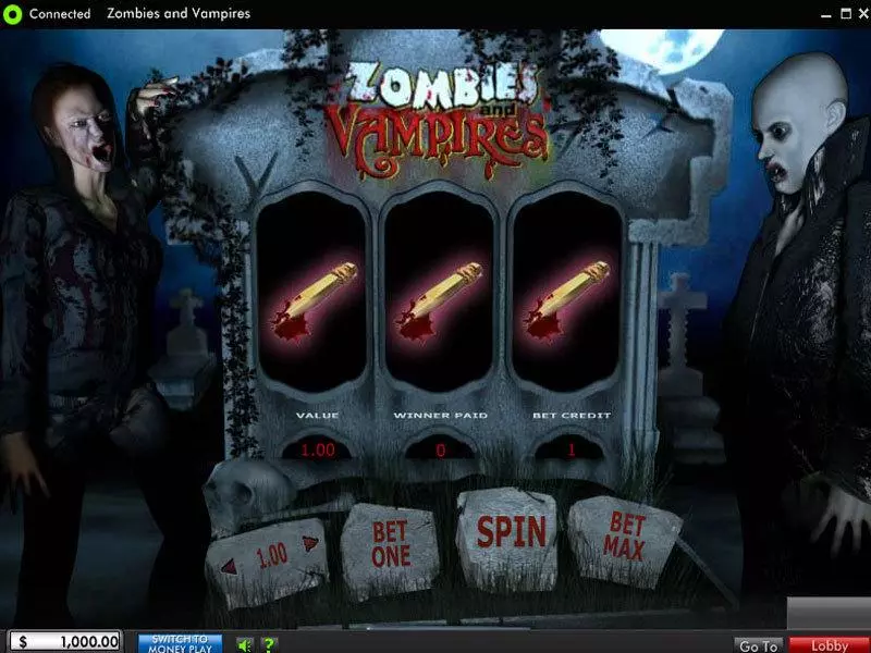 Zombies and Vampires slots Main Screen Reels